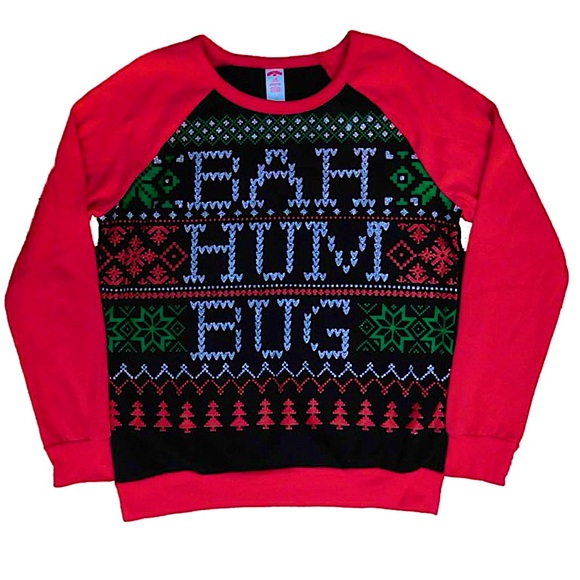 Holiday Time size Medium Christmas sweatshirt black, green, red & glitter GUC - Picture 1 of 9